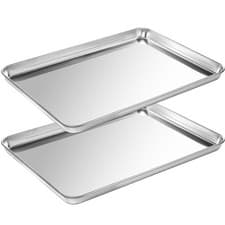 Image of Baking Trays Set Of 2 Stainless Steel Oven Trays For Baking And Roasting Food