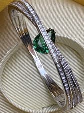 Image of Swarovski Hyperbola Bangle Green Small