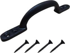 Image of 6" Black Cast Iron Hot Bed D Handle Pull Handle for Shed, Gate, Door or Window