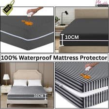 Image of Zipped Waterproof Mattress Protector Covers Anti Bed Bug Total Encasement Double