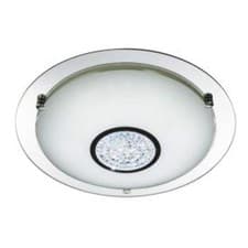 Image of CHROME 24 LED FLUSH LIGHT WITH WHITE GLASS SHADE & CRYSTAL INNER