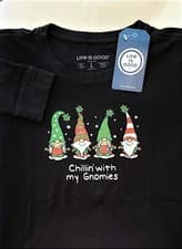 Image of Life Is Good LS Shirt Crusher Tee CHILLIN WITH MY GNOMIES Chest44in Womens L