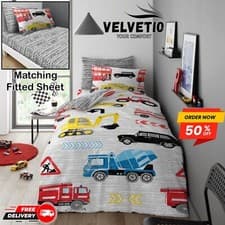 Image of Transport Duvet Cover Set & Pillowcase Soft OR Kids Fitted Sheet Single Size