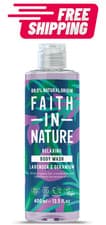 Image of Faith In Nature Lavender Geranium Body Wash 400ml Vegan Relaxing Shower Gel