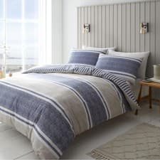 Image of Catherine Lansfield Bedding Textured Banded Stripe Double Duvet Cover Set with
