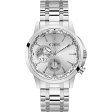 Image of New Mens Guess Spec All Steel Multi Dial World Time 50m Watch GW0490G1 £199