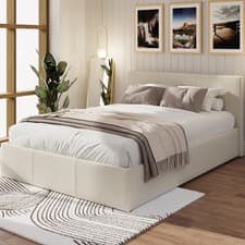 Image of GFW King Size Natural Fabric Ottoman Bed Modern Bedroom Furniture UK