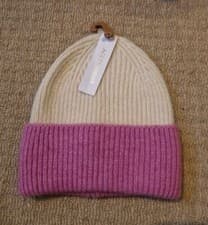Image of Accessorize Ladies Cream & Pink Beanie Wool Winter Hat Xmas Gift