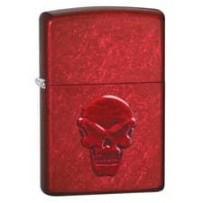 Image of NEW ZIPPO RED CANDY APPLE SKULL 3D CIGARETTE PETROL LIGHTER WINDPROOF Z21186