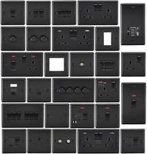Image of Knightsbridge Matt Black Metal Round Raised Edge Range of Switches and Sockets