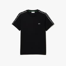 Image of Lacoste Cotton Jersey Logo Stripe T-Shirt Black