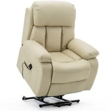 Image of CHESTER ELECTRIC RISE LEATHER RECLINER POWER ARMCHAIR HEATED MASSAGE SOFA CHAIR