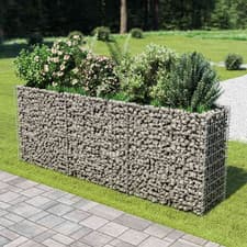 Image of Gabion Raised Bed Silver Galvanised Steel 450x90x100cm Heavy Duty Mesh 10x5 cm
