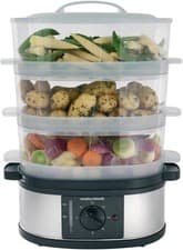 Image of Morphy Richards 3 Tier Food Steamer, 9L, 60 Minute Timer with Bell, Black