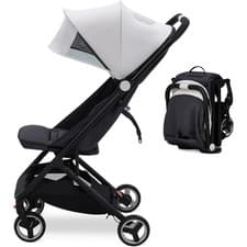 Image of Lightweight Ultra Compact Travel Stroller Fold 95-150° Recline 5 Point Harness