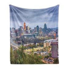 Image of Cincinnati Soft Flannel Fleece Throw Blanket Wide Aspect of Bridge