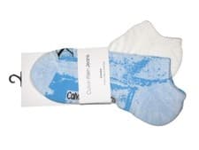 Image of BNWT CALVIN KLEIN Jeans Mens Sneaker Socks Blue White 2 Pairs