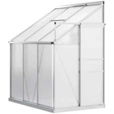 Image of Lean to Polycarbonate Greenhouse Garden with Adjustable Roof Vent 6 x 4ft Clear