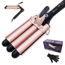 Image of 3 Barrel Hair Curler, 25mm Ceramic Tourmaline Hair Curling Iron Waver