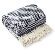 Image of Throw Blanket for Sofas Couch Bed Runner Scandi Woven Soft Cotton Cherokee