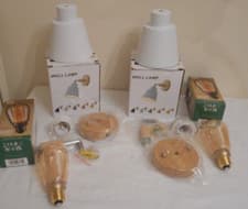 Image of 2 wall lights with shades and bulbs