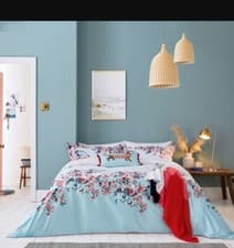 Image of JOULES Falmouth Floral DOUBLE DUVET COVER & TWO PILLOWCASES ~ DUVET SET Blue