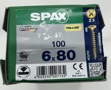 Image of SPAX YELLOX Wood Screws 6 x 80mm Countersunk Pozi Z3 4CUT 100 Pack