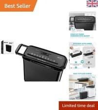 Image of High Security 6-Sheet Strip Cut Shredder with 8 Liter Capacity & Safety Features