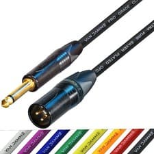 Image of Mono Jack to Male XLR Gold Guitar Cable Lead Unbalanced Patch Neutrik Van Damme