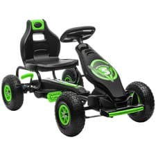 Image of Pedal Go Kart Green 121x58x61cm Rubber Wheels Adjustable Seat Kids 5-12yrs Steel