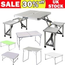 Image of Portable Folding Table Camping Garden Picnic Festival Fishing BBQ Patio Bench AA