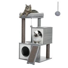 Image of PAWZ Road Cat Tree Tower with Dual Condo Perch Sisal Scratching Post and Board