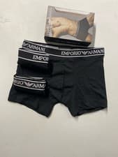 Image of Emporio Armani Men's Underwear 3-Pack Size Medium Cotton Stretch Trunks Black