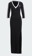 Image of ADIDAS ORIGINALS CLASSICS 3 STRIPES MAXI DRESS BLACK BNWT Uk Size medium M