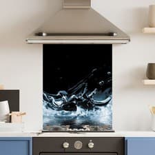 Image of Premium Various Sizes Water Splash 2 6mm Glass Toughened Kitchen Splashback