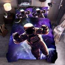 Image of 3D Starry Astronaut Universe Quilt Duvet Cover Bedding Set Single Double Size UK