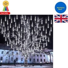 Image of Meteor Shower Lights Battery Powered, 144 LED Christmas Falling Rain Lights Remo