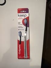 Image of Colgate Keep Max White Toothbrush Medium Starter Kit Metal Handle 2 Heads NEW