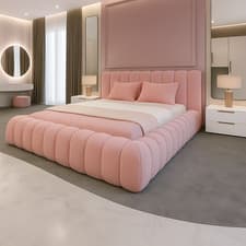 Image of Cloud Bubble Upholstered Bed Frame Modern Low Platform Luxury Bedroom UK