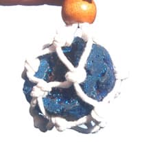 Image of Cotton Cage Pendant Cobalt Blue Aura Quartz Goddess Crystal Peace Tranquility P1