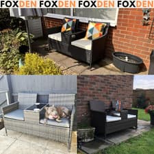 Image of Rattan Companion Bench Set Patio Garden Furniture Love Seat Sofa Table Chair Set