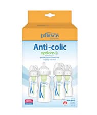 Image of Dr Brown's Options+ Anti-Colic Baby Bottle Wide Neck 270ml Four Pack Bottle Kit