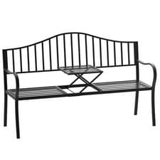 Image of Outsunny Outdoor Metal Frame 2 Seater Bench Patio Park Garden Seating Chair