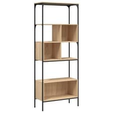Image of Bookcase 5-Tier Bookshelf Storage Rack Side Cabinet Engineered Wood vidaXL