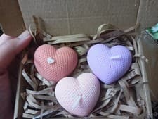 Image of Heart candle set of 3 mild scented random colours