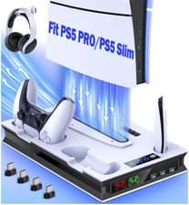 Image of PS5 Pro/Slim/Ps5 Stand and Cooling Station with Controller Charging Station UK