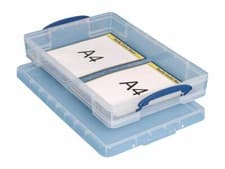 Image of 3 x Really Useful Box Stackable Storage Box, 10 L Clear 520 x 340 x 85 mm + 24h