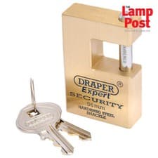 Image of Draper 64200 56mm Quality Close Shackle Solid Brass Padlock Hardened Steel