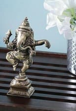 Image of Lovely 4" Brass Dancing Ganesha Statue Religious Sculpture Home Decor Gift 280g