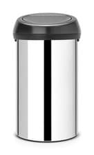 Image of Brabantia 60 Litre Large Kitchen Touch Bin (Brilliant Steel/Matt Black Lid)